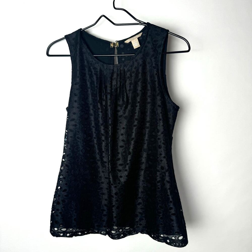 Banana Republic Sleeveless Top Black‎ Eyelet Blouse Layered Size S